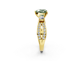 Yellow gold Three-Stone Fancy Green Heart  Cut Diamond Twist Band with Prong Setting_2