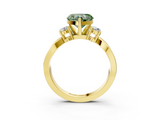 Yellow gold Three-Stone Fancy Green Heart  Cut Diamond Twist Band with Prong Setting_3