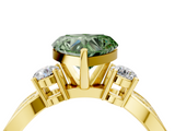 Yellow gold Three-Stone Fancy Green Heart  Cut Diamond Twist Band with Prong Setting_4