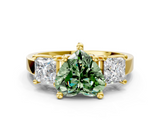 Yellow gold Three-Stone Fancy Green Heart  Cut Solitaire Ring with Prong Setting_3