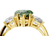Yellow gold Three-Stone Fancy Green Heart  Cut Solitaire Ring with Prong Setting_7
