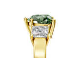 Yellow gold Three-Stone Fancy Green Heart  Cut Solitaire Ring with Prong Setting_8