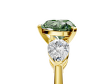 Yellow gold Three-Stone Fancy Green Heart  Diamond Ring with Pear Side Stones in Four-Prong Setting_5