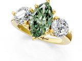 Yellow gold Three-Stone Fancy Green Marquise  Brilliant Cut Solitaire Ring with Prong Setting on a Classic Band 2