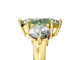 Yellow gold Three-Stone Fancy Green Marquise  Brilliant Cut Solitaire Ring with Prong Setting on a Classic Band