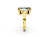 Yellow gold Three Stone Fancy Green Marquise Cut Cut Channel Set Diamond Ring_2