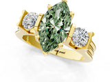 Yellow gold Three-Stone Fancy Green Marquise Cut Cut Classic Band Prong Setting Ring_1