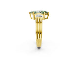 Yellow gold Three-Stone Fancy Green Marquise Cut Cut Classic Band Prong Setting Ring_2