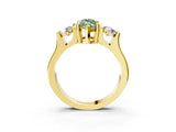 Yellow gold Three-Stone Fancy Green Marquise Cut Cut Classic Band Prong Setting Ring_3
