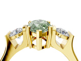 Yellow gold Three-Stone Fancy Green Marquise Cut Cut Classic Band Prong Setting Ring_4