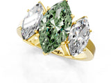 Yellow gold Three-Stone Fancy Green Marquise Cut Cut Diamond Engagement Ring with Flat Band and Four-Prong Setting_1
