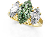 Yellow gold Three-Stone Fancy Green Marquise Cut Cut Diamond Engagement Ring with Flat Band and Four-Prong Setting_13