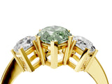 Yellow gold Three-Stone Fancy Green Marquise Cut Cut Diamond Engagement Ring with Flat Band and Four-Prong Setting_16