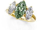 Yellow gold Three-Stone Fancy Green Marquise Cut Cut Diamond Ring with Channel Set Band and Four-Prong Setting_25