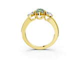 Yellow gold Three-Stone Fancy Green Marquise Cut Cut Diamond Ring with Channel Set Band and Four-Prong Setting_27