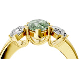 Yellow gold Three-Stone Fancy Green Marquise Cut Cut Diamond Ring with Channel Set Band and Four-Prong Setting_28