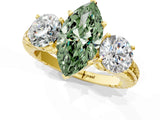 Yellow gold Three-Stone Fancy Green Marquise Cut Cut Diamond Ring with Channel-Set Band and Prong Setting_1