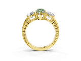Yellow gold Three-Stone Fancy Green Marquise Cut Cut Diamond Ring with Channel-Set Band and Prong Setting_3