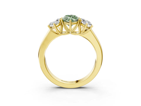 Yellow gold Three-Stone Fancy Green Marquise Cut Cut Diamond Ring with Prong Setting and Classic Band_3