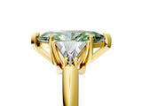 Yellow gold Three-Stone Fancy Green Marquise Cut Cut Diamond Ring with Trillion Side Stones and Four-Prong Setting_8