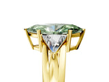 Yellow gold Three-Stone Fancy Green Marquise Cut Cut Diamond Ring with Trillion Side Stones on a Split Shank Band_5