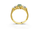Yellow gold Three-Stone Fancy Green Marquise Cut Cut Milgrain Band Prong Setting Ring_3