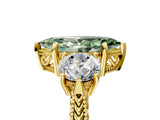 Yellow gold Three-Stone Fancy Green Marquise Cut Cut Milgrain Band Prong Setting Ring_5