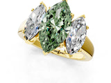 Yellow gold Three-Stone Fancy Green Marquise Cut Cut Solitaire Ring with Classic Prong Setting_1