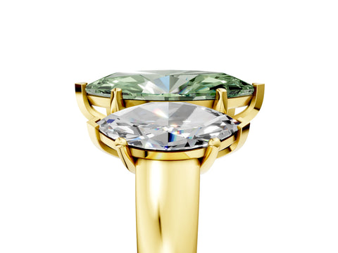 Yellow gold Three-Stone Fancy Green Marquise Cut Cut Solitaire Ring with Classic Prong Setting_5