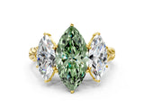 Yellow gold Three-Stone Fancy Green Marquise Cut Diamond Braided Band Ring with Four-Prong Setting_39