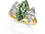 Yellow gold Three-Stone Fancy Green Marquise Cut Diamond Braided Band Ring with Four-Prong Setting_40