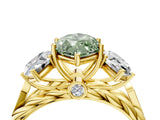 Yellow gold Three-Stone Fancy Green Marquise Cut Diamond Braided Band Ring with Four-Prong Setting_43