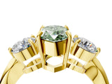 Yellow gold Three-Stone Fancy Green Marquise Cut Diamond Channel Set Engagement Ring with Prong Setting_4