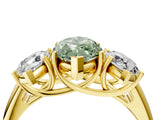 Yellow gold Three-Stone Fancy Green Marquise Cut Diamond Engagement Ring with Prong Setting_7