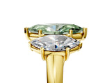 Yellow gold Three-Stone Fancy Green Marquise Cut Diamond Engagement Ring with Prong Setting_8