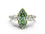Yellow gold Three-Stone Fancy Green Marquise  Cut Diamond Pavé Band with Four-Prong Setting_28