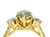 Yellow gold Three-Stone Fancy Green Marquise  Cut Diamond Pavé Band with Four-Prong Setting_32