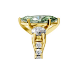 Yellow gold Three-Stone Fancy Green Marquise  Cut Diamond Pavé Band with Four-Prong Setting_33
