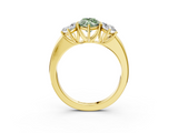 Yellow gold Three-Stone Fancy Green Marquise  Cut Diamond Ring with Channel-Set Band and Four-Prong Setting_52