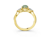 Yellow gold Three-Stone Fancy Green Marquise Cut Diamond Ring with Pear  Side Stones in Four-Prong Setting_51