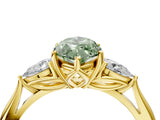 Yellow gold Three-Stone Fancy Green Marquise Cut Diamond Ring with Pear  Side Stones in Four-Prong Setting_52