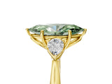 Yellow gold Three-Stone Fancy Green Marquise Cut Diamond Ring with Pear  Side Stones in Four-Prong Setting_53