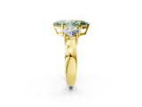 Yellow gold Three-Stone Fancy Green Marquise Cut Diamond Ring with Round Side Stones, Classic Band, and Four-Prong Setting_2
