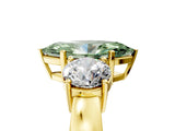 Yellow gold Three-Stone Fancy Green Marquise Cut Diamond Ring with Round Side Stones, Classic Band, and Four-Prong Setting_5