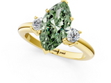 Yellow gold Three-Stone Fancy Green Marquise  Cut Diamond Solitaire with Prong Setting and Classic Band_51
