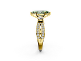 Yellow gold Three-Stone Fancy Green Marquise  Cut Diamond Twist Band with Prong Setting_57