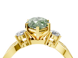Yellow gold Three-Stone Fancy Green Marquise  Cut Diamond Twist Band with Prong Setting_59