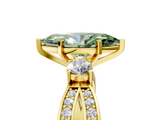 Yellow gold Three-Stone Fancy Green Marquise  Cut Diamond Twist Band with Prong Setting_60