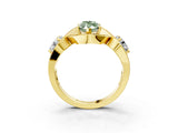 Yellow gold Three-Stone Fancy Green Marquise Cut Diamond Wave Pave Band with Prong Setting_3