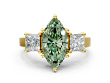 Yellow gold Three-Stone Fancy Green Marquise  Cut Solitaire Ring with Prong Setting_3
